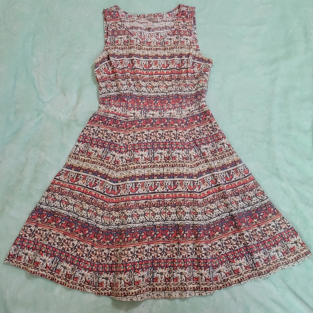 Pretty Forever21 linen mix sleeveless boho chic colorful A style dress S women